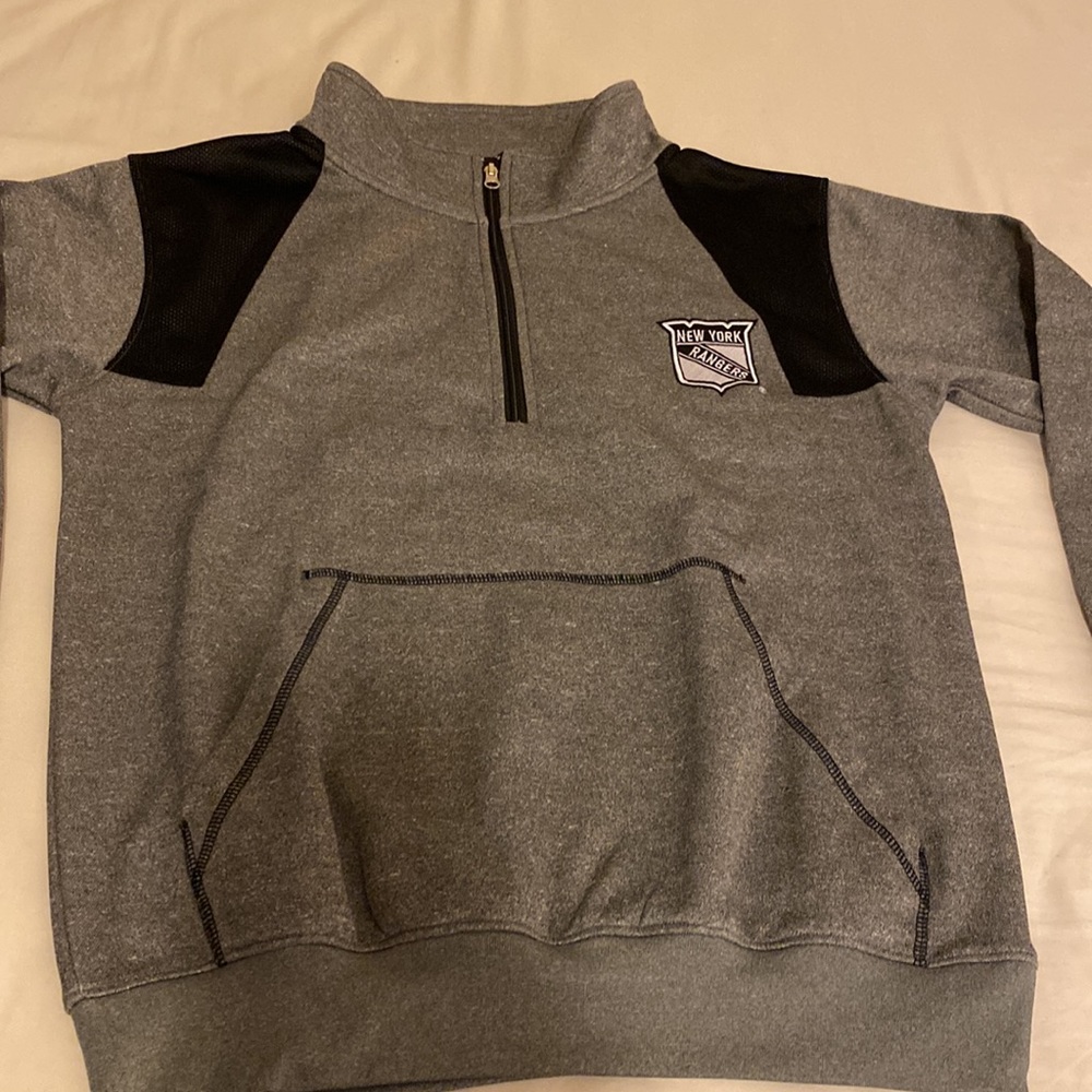 NWOT NEW YORK RANGES MENS QUARTER ZIP SWEATERSHIRT SIZE S COLOR GRAY BLACK